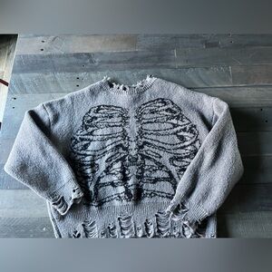 ROMWE Gray Skeleton Design Crewneck Sweater